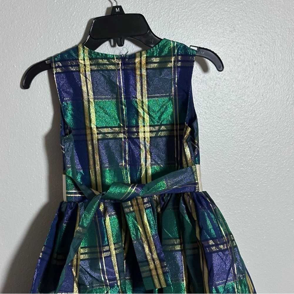 Bonnie Jean Kids Girls Green/Blue Sleeveless Holiday Christmas Dress size‎ 10.